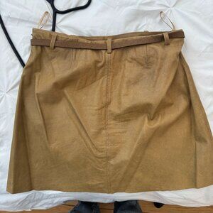 Joie Tan 100%  cow leather  side zip mini skirt size M with belt